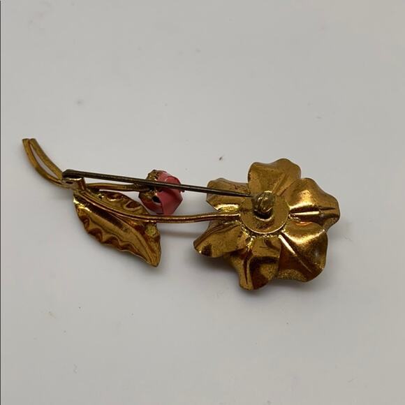 Vintage metal rose pin - Picture 3 of 8